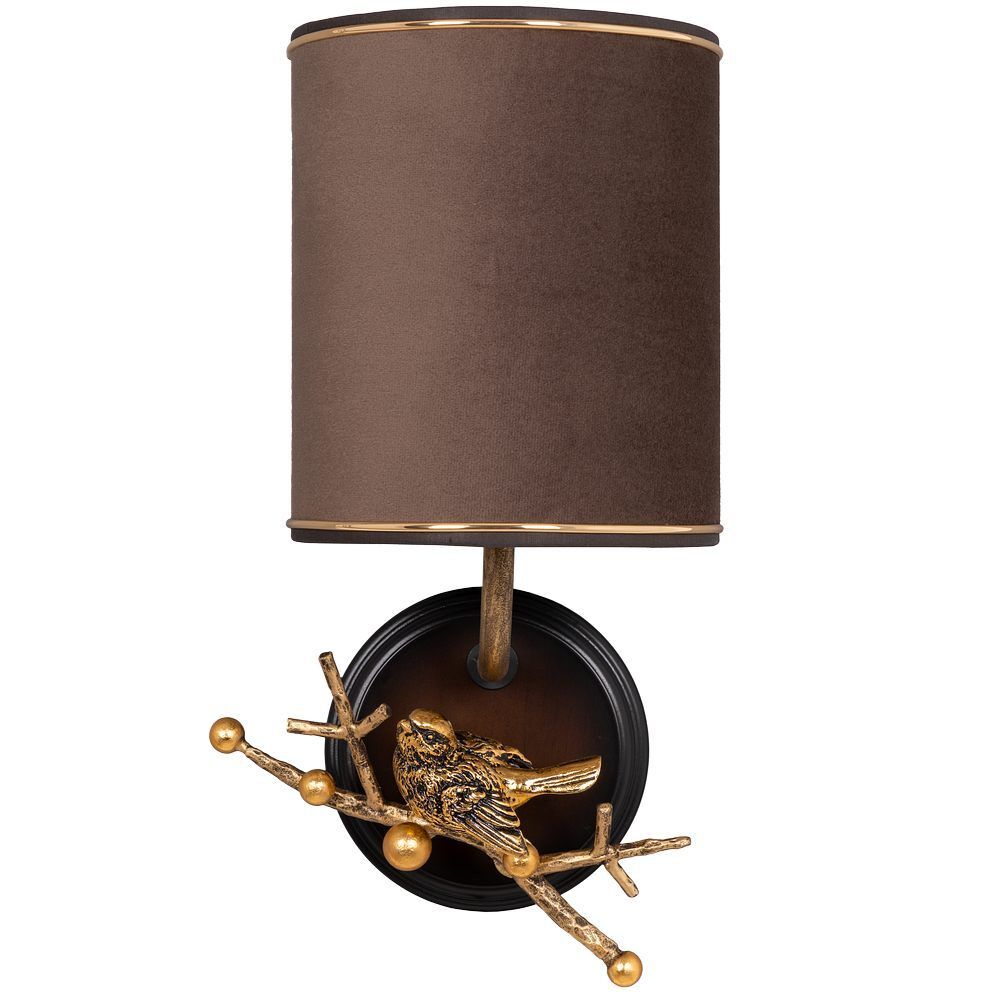 Бра настенный светильник Терра левое Каштан Амбер с абажуром Терра Шоколад