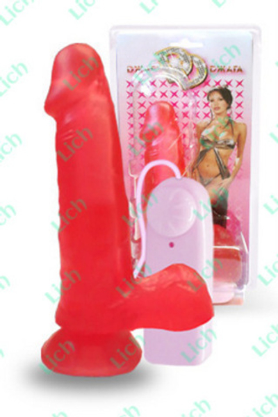 Красный вибромассажер с присоской №2