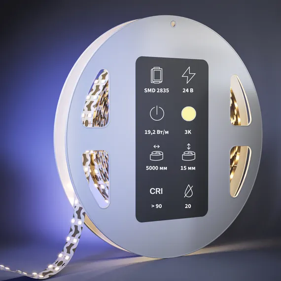 Светодиодная лента Ультра 24В 2835 19,2Вт/м 3000K 5м IP 20 20D226 Led Strip 201226