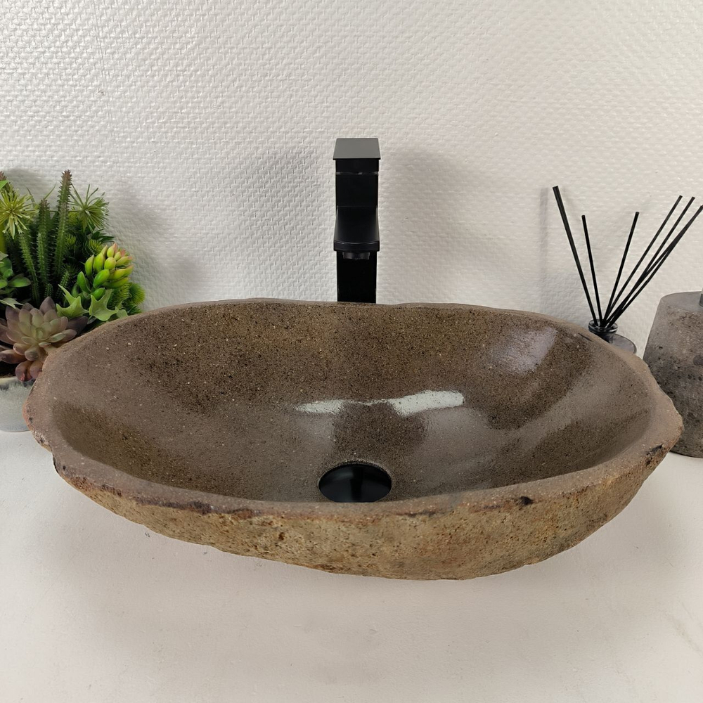 Каменная раковина из речного камня RS-05194 (52*37*14) 0857 из натурального камня