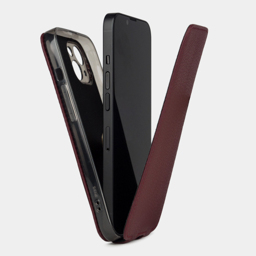 Чехол для iPhone 14 Plus из кожи теленка, бордового цвета
