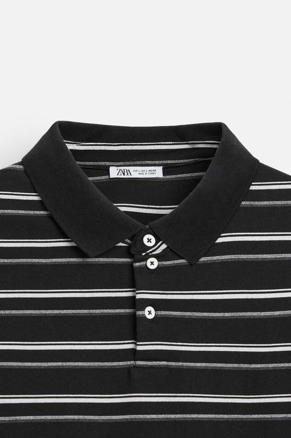 ZARA ПОЛО В ПОЛОСКУ, ЧЕРНЫЙ