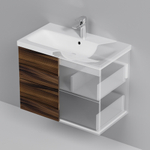 База под раковину, подвесная, 75 см, 2 ящика, орех