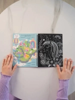 Гравюра с заданиями в блокноте для девочек, 5 штук. Единорог