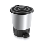 Мусорное ведро с педалью "Круги" 14 лт серебро-черный