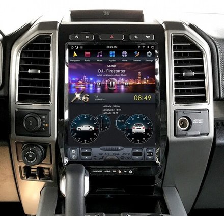 Магнитола для Ford F-150 2015-2020 (климат, SYNC 3) - Carmedia ZF-1306H-S3-Q6 вертикальный экран в стиле "Тесла" на Android 11, 8Гб+128Гб, CarPlay, 4G SIM-слот