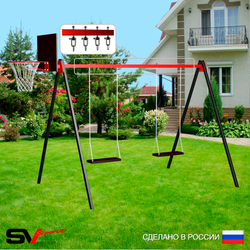 Уличные качели Sv Sport УК171КВ2 (3.0м/Щит баскет/Деревянные 2шт/Подвесы на втулке 2к)
