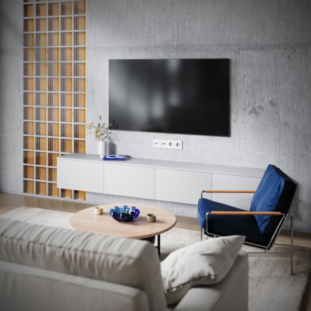 Розетка телевизионная встраиваемая TV+RJ45 кат. 6, (белый матовый) Voltum S70 VLS060702