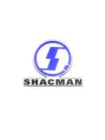 Наклейка / Шильд для автомобиля SHACMAN (полиуретан 10х8 см). Серебристая с синим лого и черной надписью ШАКМАН