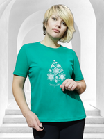 2419 Футболка женская с наклейкой изумруд (56)