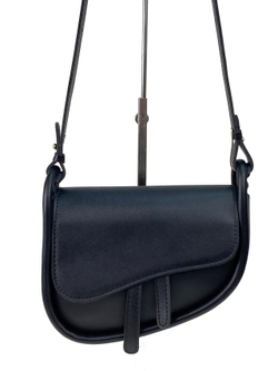 Женская сумка - седло из искусственной кожи, цвет черный