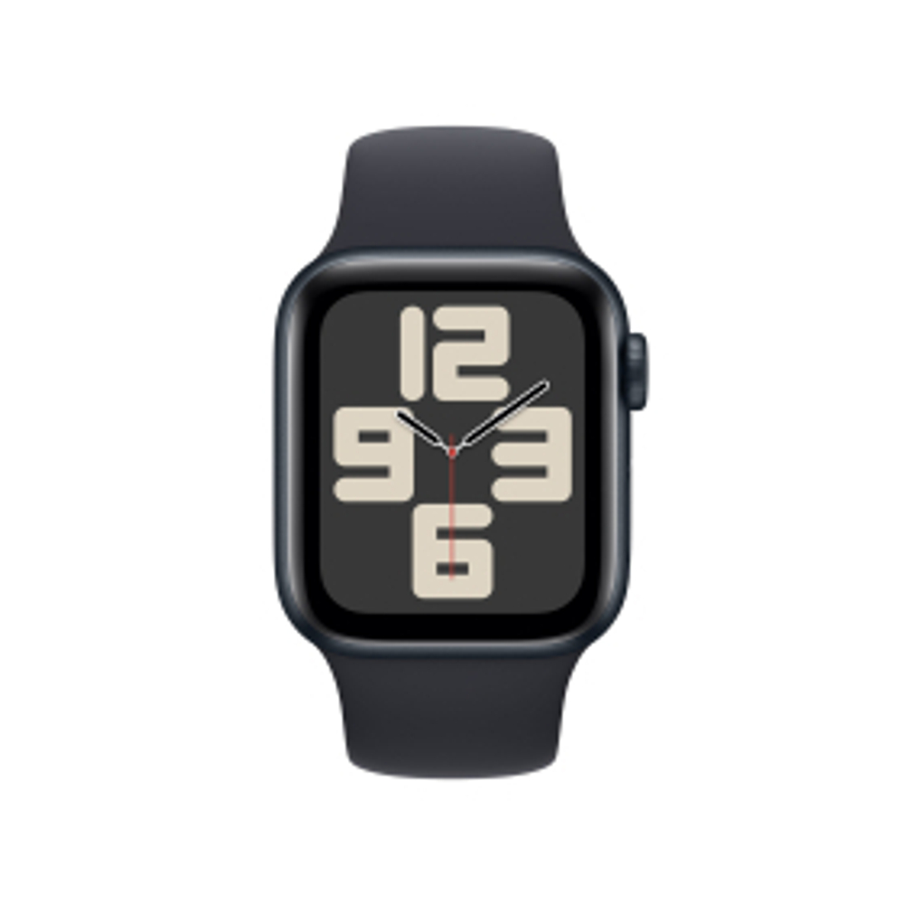 Apple Watch SE 2023, 40 мм, корпус из алюминия цвета «тёмная ночь», спортивный ремешок цвета «тёмная ночь», размер S/M