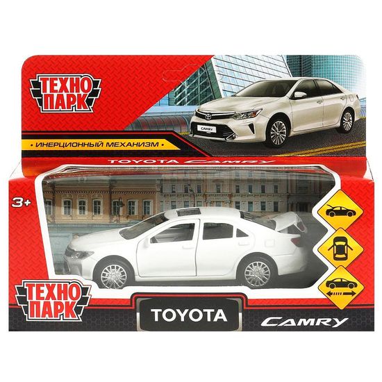 Машина металл TOYOTA CAMRY 12 см, двери, багаж, инерц. белый ,кор Технопарк