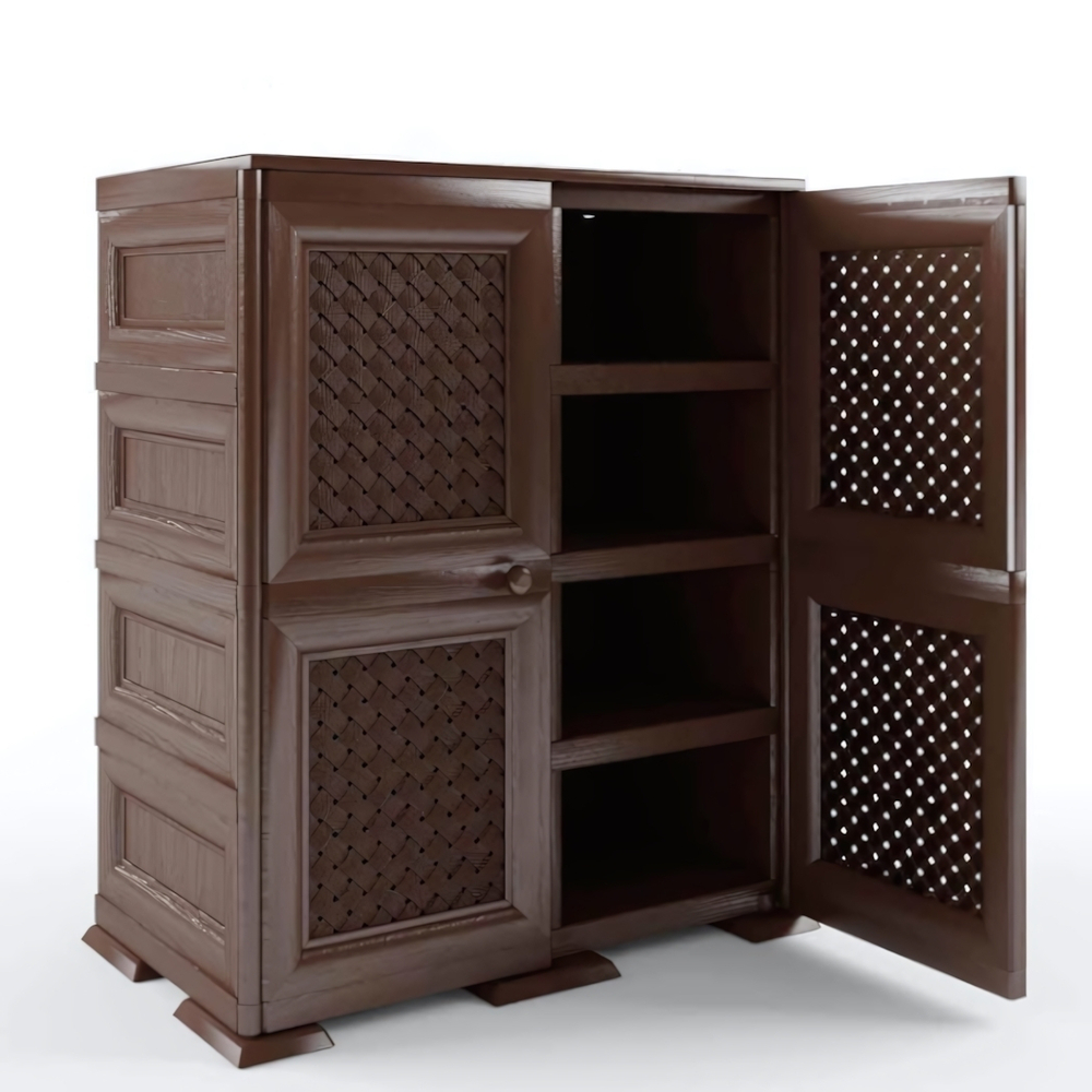 Шкаф - тумба пластиковый "УЮТ" 2 дверцы Э-218 (дерево) 780х420х935