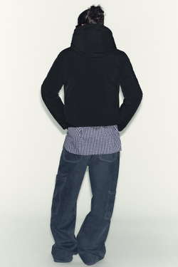 ZARA КУРТКА С КАПЮШОНОМ WATER REPELLENT WINDPROOF, ЧЕРНЫЙ