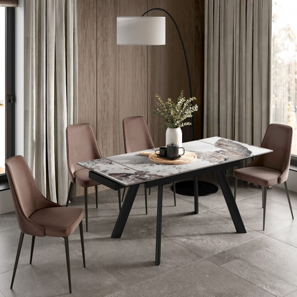 Стол раскладной Stone (140+40+40), керамика глянцевая Lemurian blue