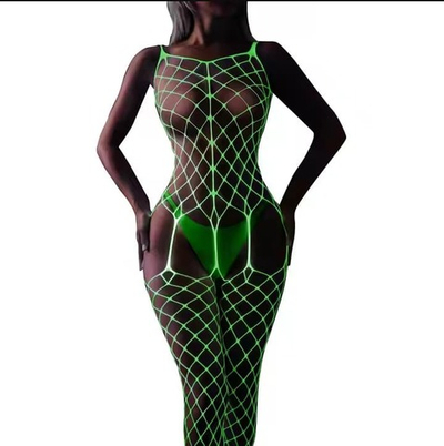 EroHot Glow Боди комбинезон сетка "Indica" светящийся в темноте