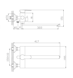 Смеситель для ванны и душа Haiba HB22801 из нержавеющей стали