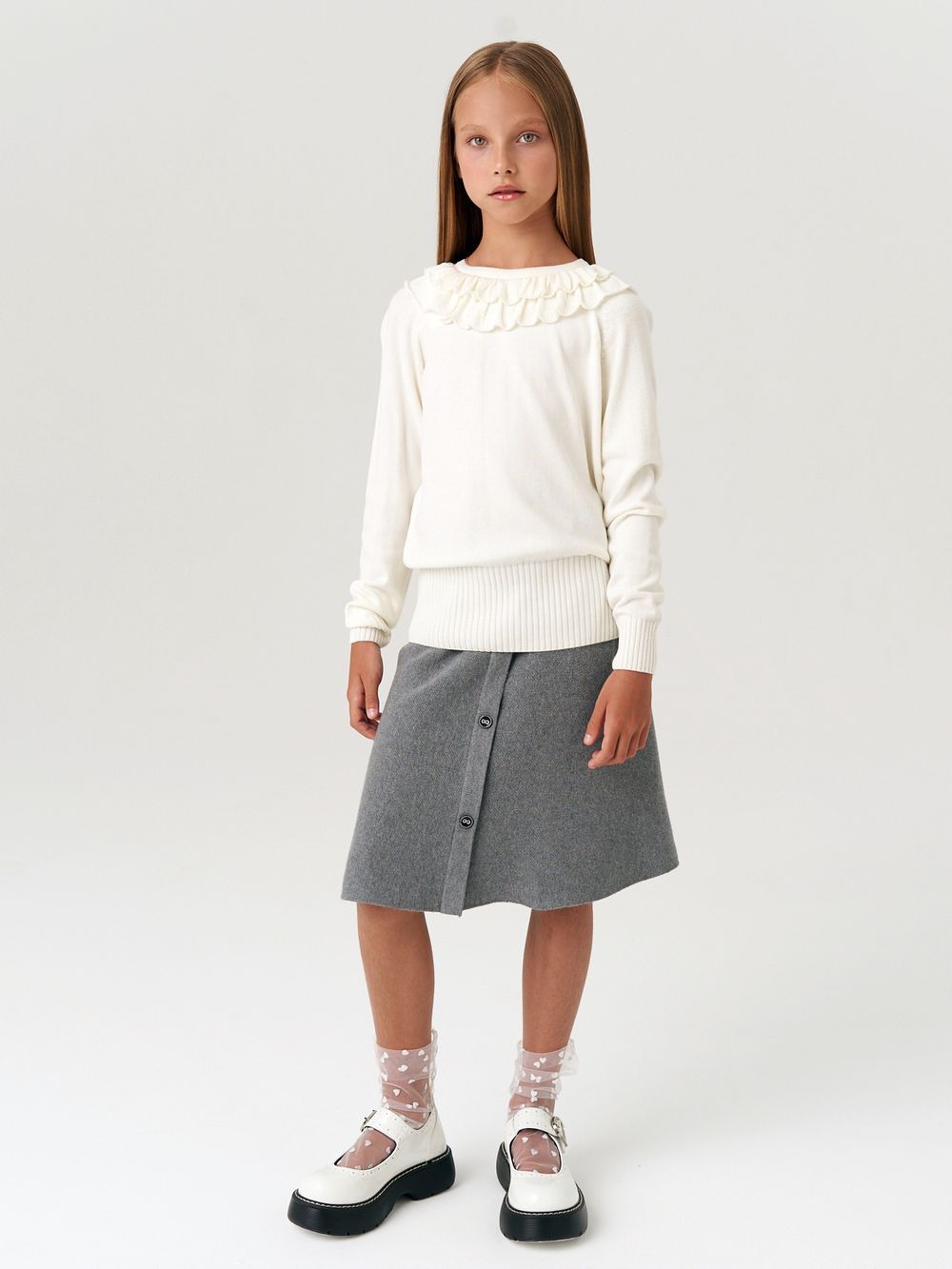 Юбка для девочки в школу AT927 серый