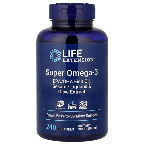Life Extension, Super Omega-3, добавка с омега-3, 240 капсул