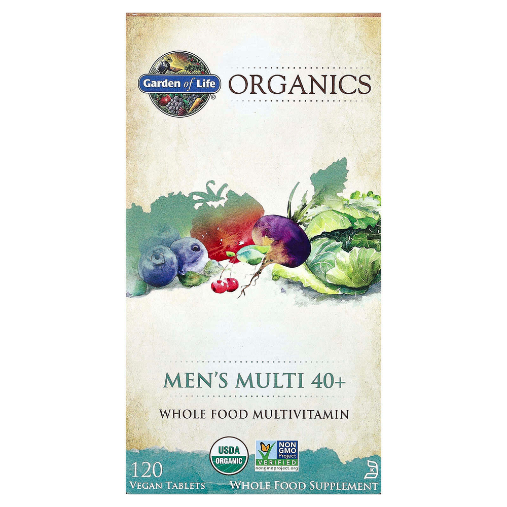 Garden of Life, Organics, мультивитамины для мужчин от 40 лет, 120 веганских таблеток