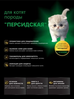 Корм для котят породы Персидская, с ягненком, 2 кг
