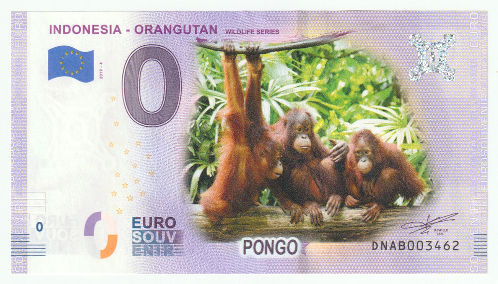 Indonesia, 0 Euro - Orangutan (Color), 2019, UNC