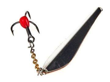 Блесна вертикальная зимняя Lucky John DOUBLE BLADE с цепочкой и тройником 50мм CS блистер