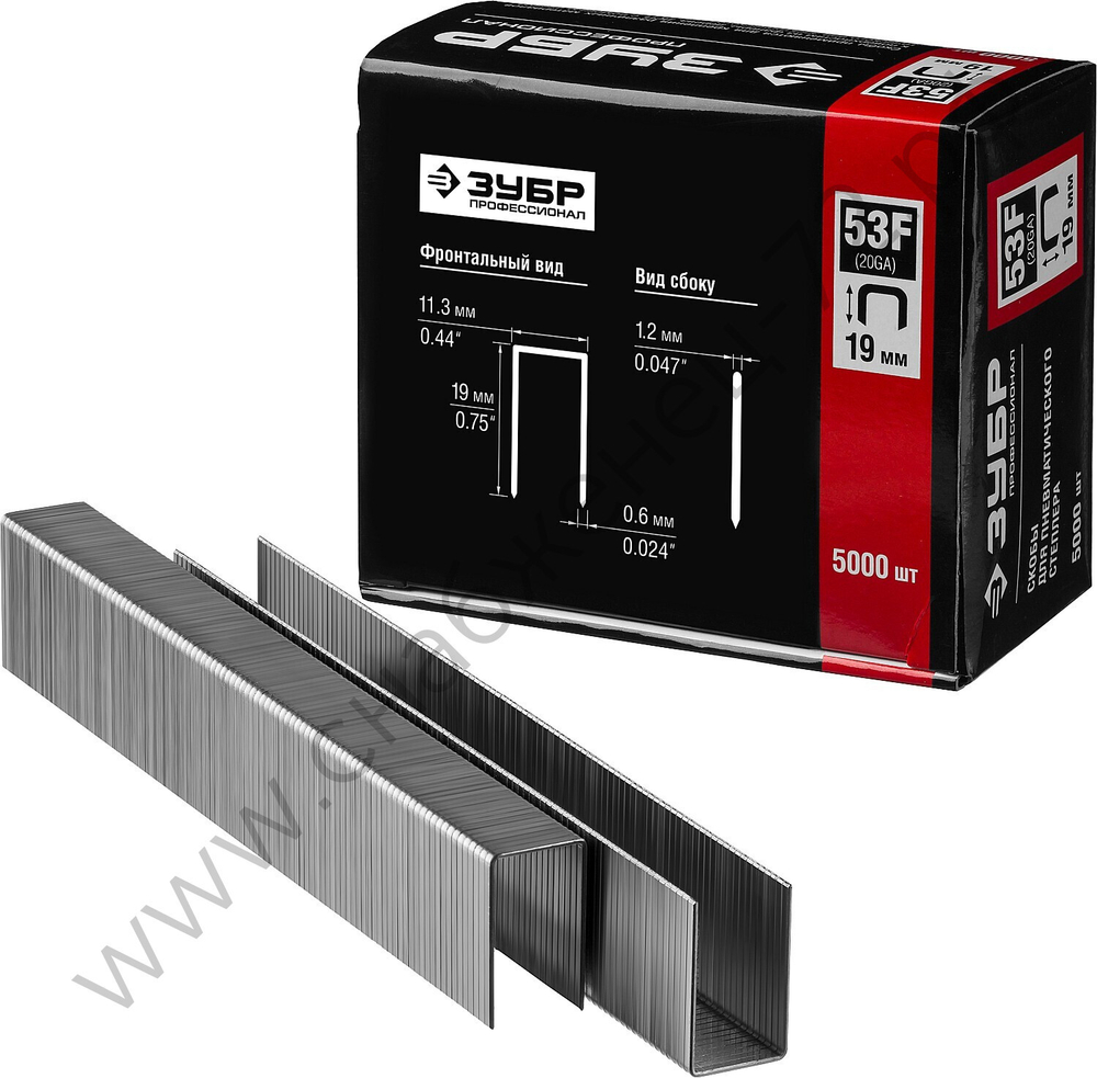 ЗУБР тип 20GA (53F / D / 056) 19 мм, 5000 шт, скобы для степлера (31950-19)