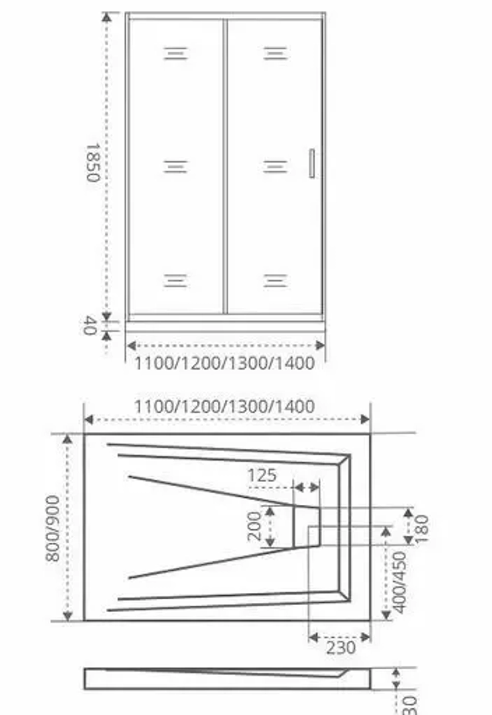 Душевая дверь в нишу Bas Infinity WTW-120-G-CH 120*185 без поддона