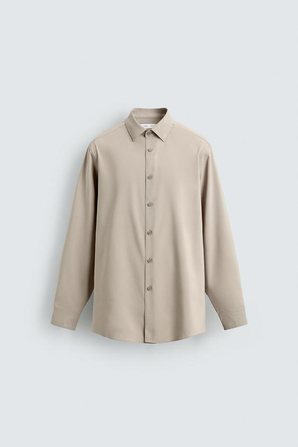 ZARA РУБАШКА ИЗ ЭЛАСТИЧНОЙ ТКАНИ, ПЕСОЧНЫЙ
