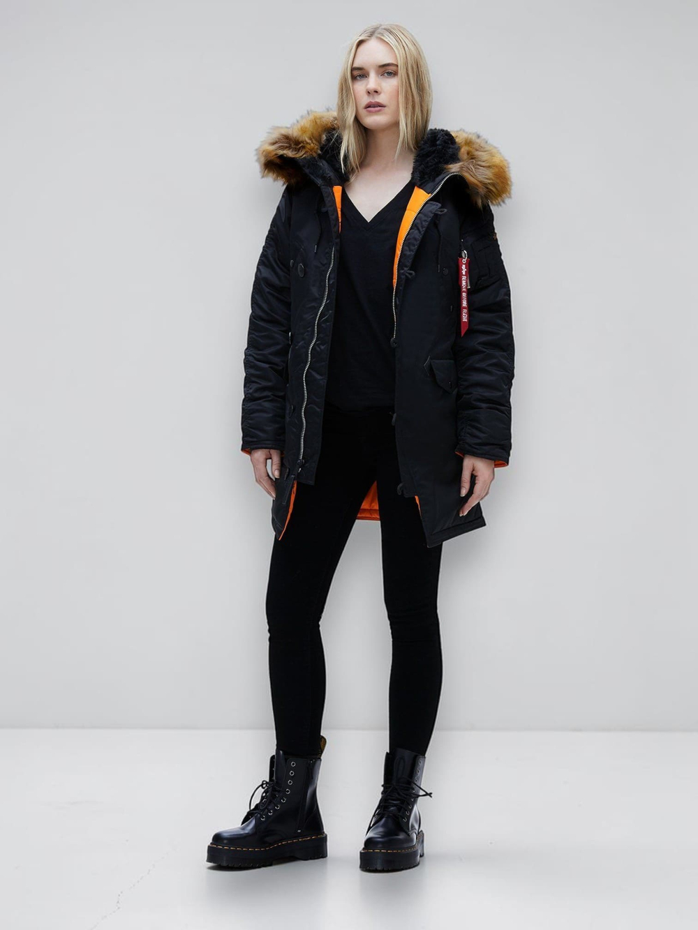 Alpha N-3B W Parka (черный/оранж - black/orange)