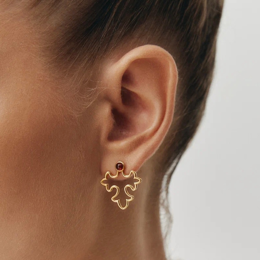 Серьги УЗОР позолота с гранатами