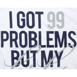 Футболка Sneaktip 99 Problems белая с синим принт на груди