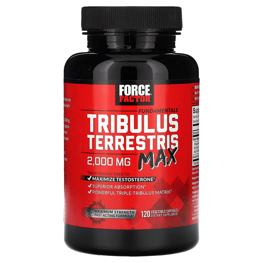 Force Factor, Fundamentals, якорцы стелющиеся (Tribulus terrestris Max), 120 растительных капсул (500 мг в 1 капсуле)