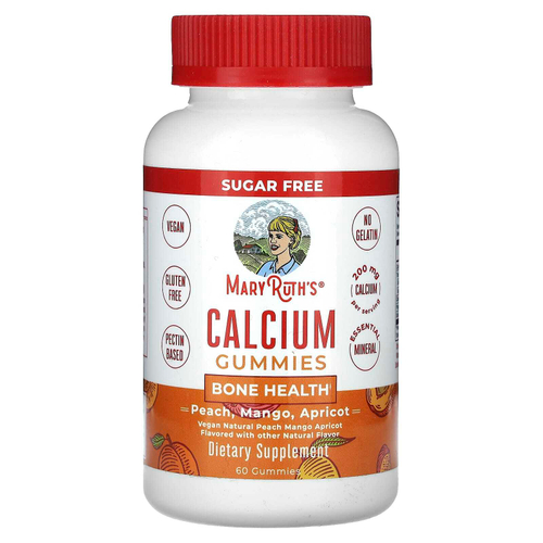 MaryRuth's, Жевательные мармеладки с кальцием, персик, манго, абрикос, 60 жевательных мармеладок (100 мг в 1 жевательной мармеладке)