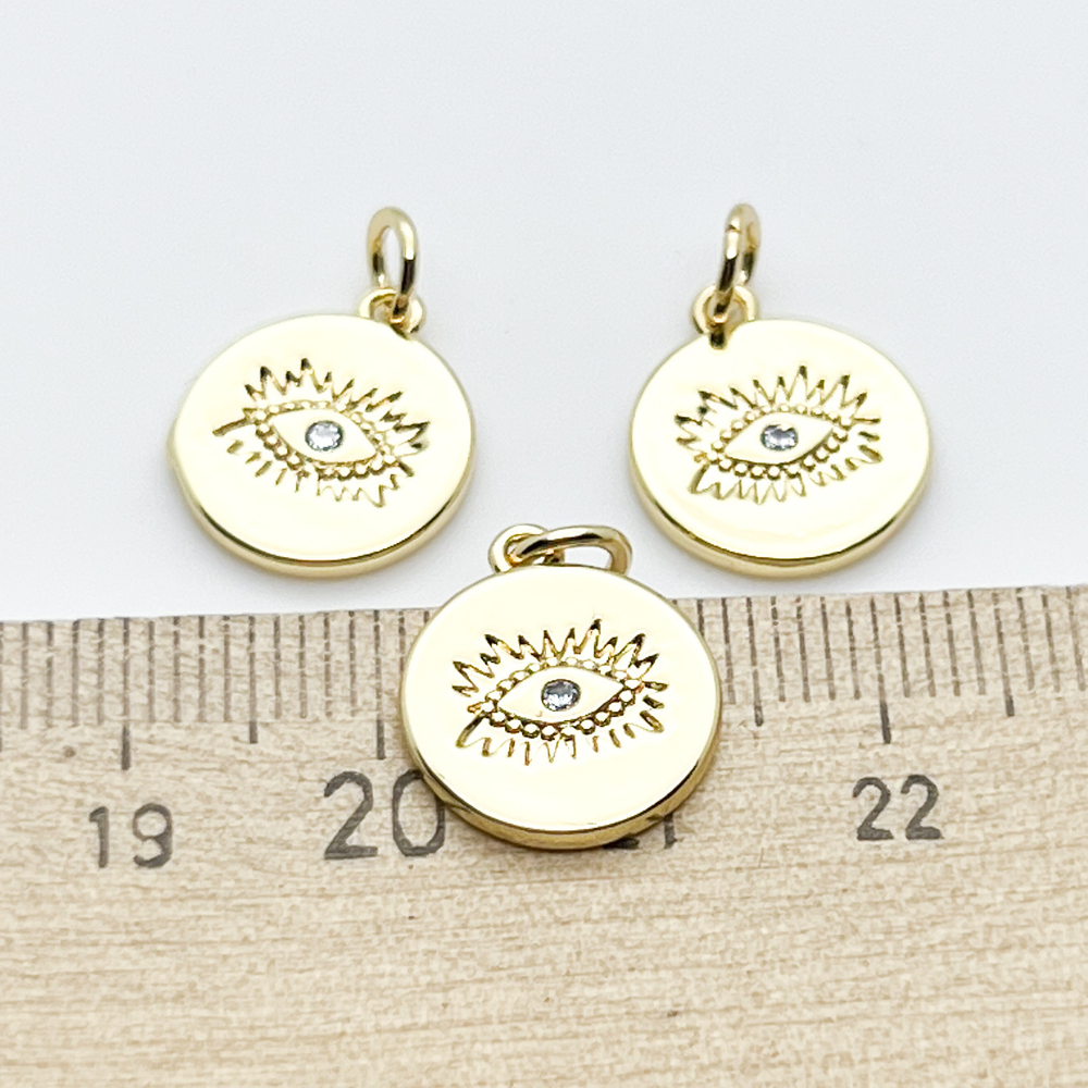 Подвеска Глаз, цвет золото, фианиты, размер 15*13 мм, цена за 1 шт