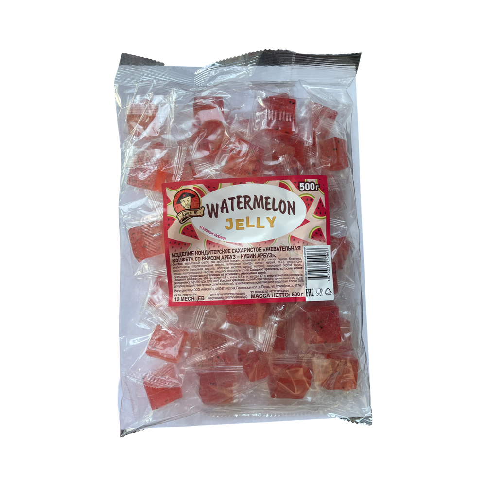 Жевательная конфета со вкусом арбуза "Кубик арбуза" 500г