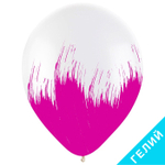 Воздушные шары Веселуха Кристалл прозрачный с рисунком Браш фуксия, 10 шт. размер 12" #8122146