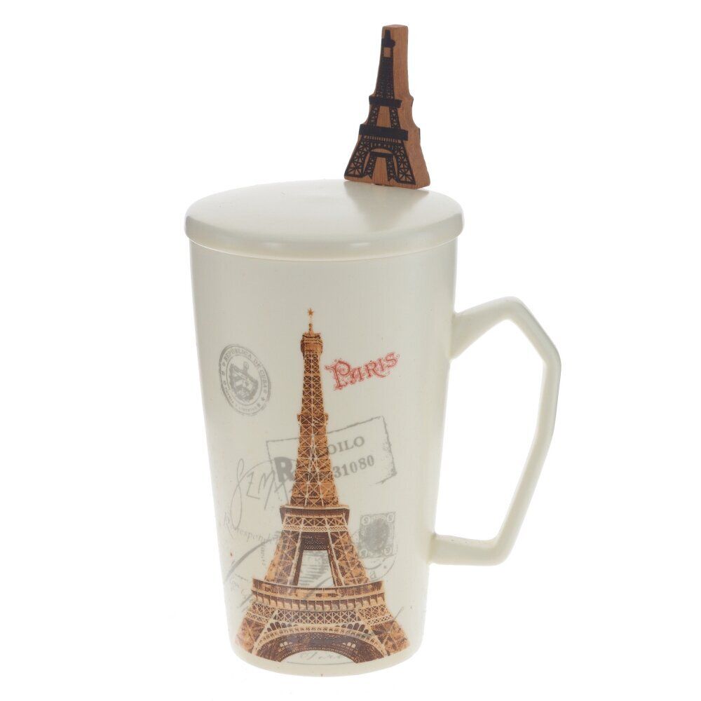 GAEM Кружка с крышкой и ложкой, 300 мл, L10 W8 H13 см, 4в.