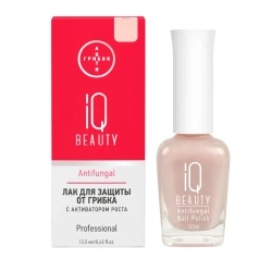 IQ Beauty Лак для ногтей для защиты от грибка с активатором роста с тербинафином Antifungal Nail Polish, 12,5 мл Мерцающий бежевый полупрозрачный