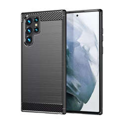 Тонкий защитный чехол в стиле карбон для смартфона Samsung Galaxy S22 Ultra, серии Carbon от Caseport