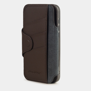 Чехол с кардхолдером для iPhone 17 Pro Max из кожи теленка, темно-коричневого цвета