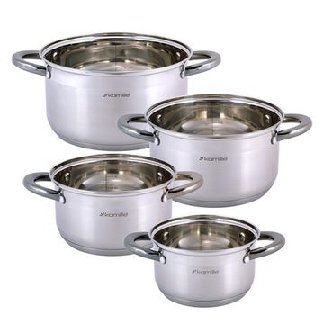 Набор кастрюль 8 предметов Kamille KM 4927 из нержавеющей стали (1,5 л; 2 л; 3 л; 5 л.) черные ручки