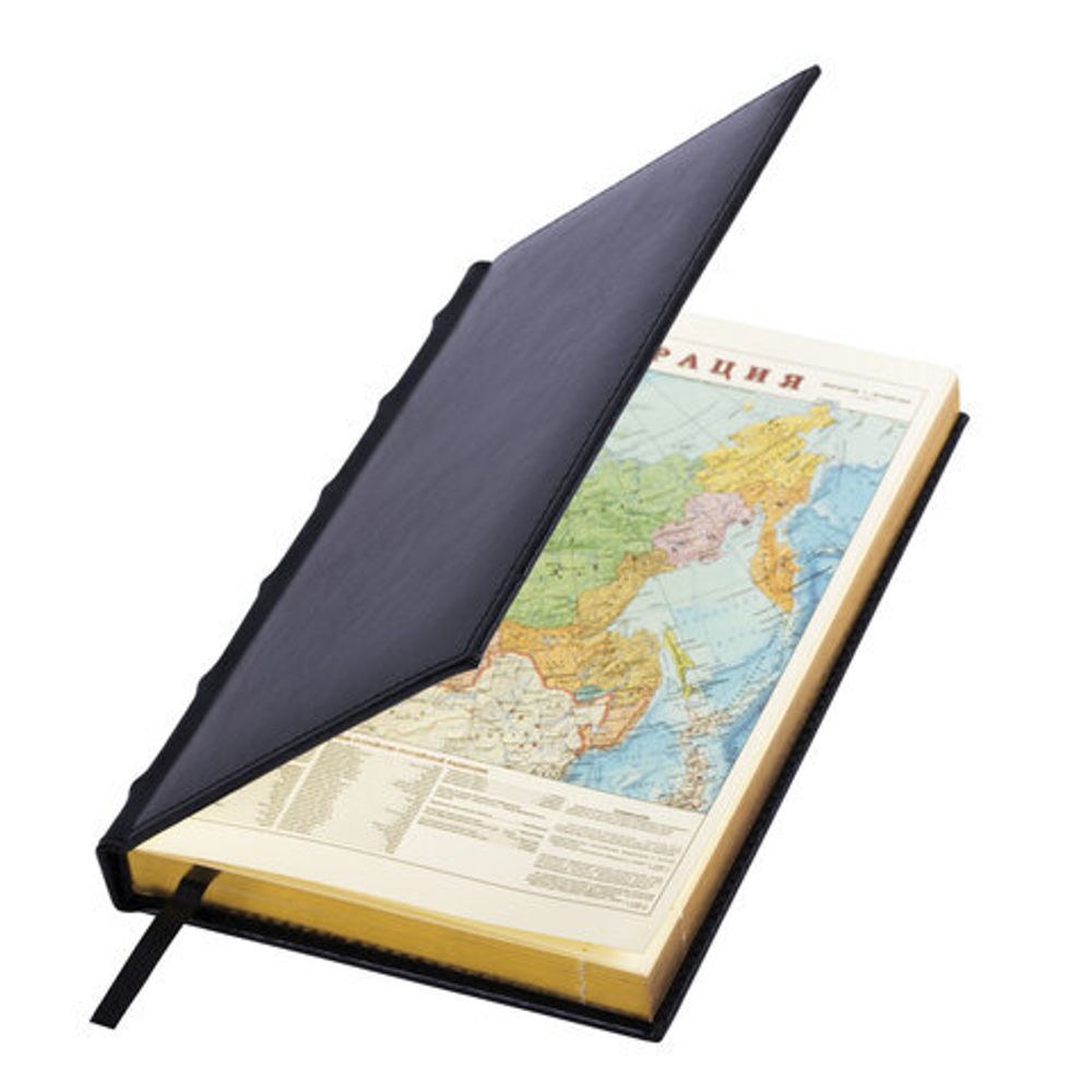 Ежедневник недатированный А5 138х213 мм BRAUBERG "FLAME", под кожу, 160 л., черный, золотой срез, 113426