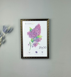 Фоторамка 21х30 см, коричневая, орнамент золото, арт. 2130.140444