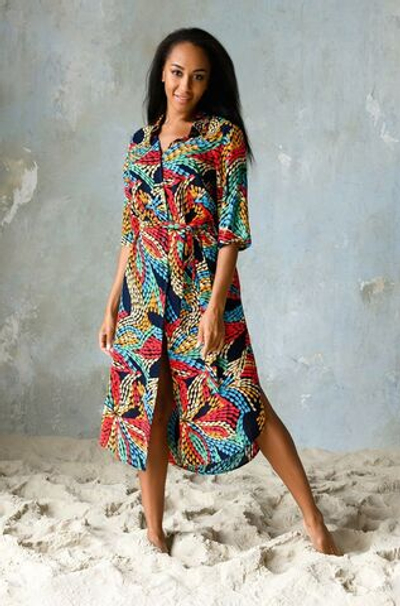 Платье-туника Dominica с ярким принтом (Размер: L) (Цвет: разноцветный)