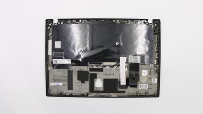 Верхняя панель с клавиатурой (топкейс) для ноутбука Lenovo ThinkPad T490s FingerPrint, черная, с подсветкой, раскладка - русская (02HM298)