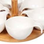 Менажница керамика, фарфор, 26 см, 6 секц, бамбуковая подст, Y6-2293