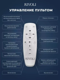 Люстра потолочная светодиодная с пультом ДУ Rivoli белая 56Вт 2800-6300К, светильник на кухню, в детскую, в спальню
